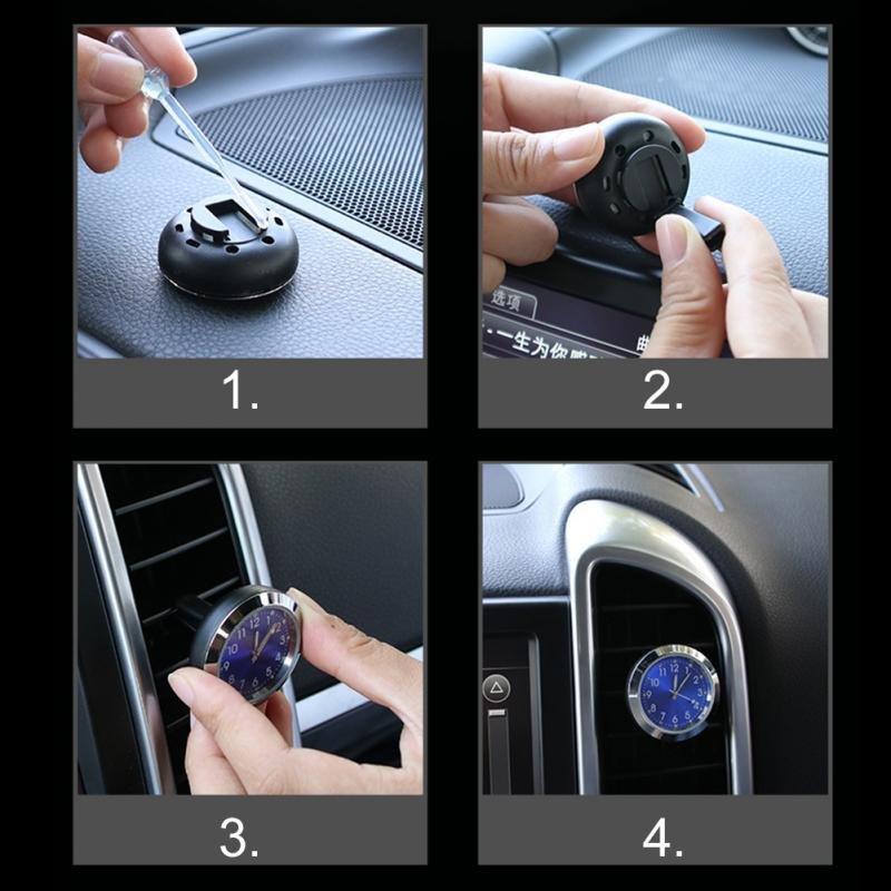Watch Analog Quartz Car Clock Pocket Decor Blue