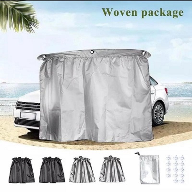 2 PCS Set Sucker Fixing Car Sunshade Curtain Silver Coating Cloth