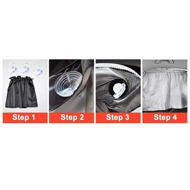 2 PCS Set Sucker Fixing Car Sunshade Curtain Silver Coating Cloth
