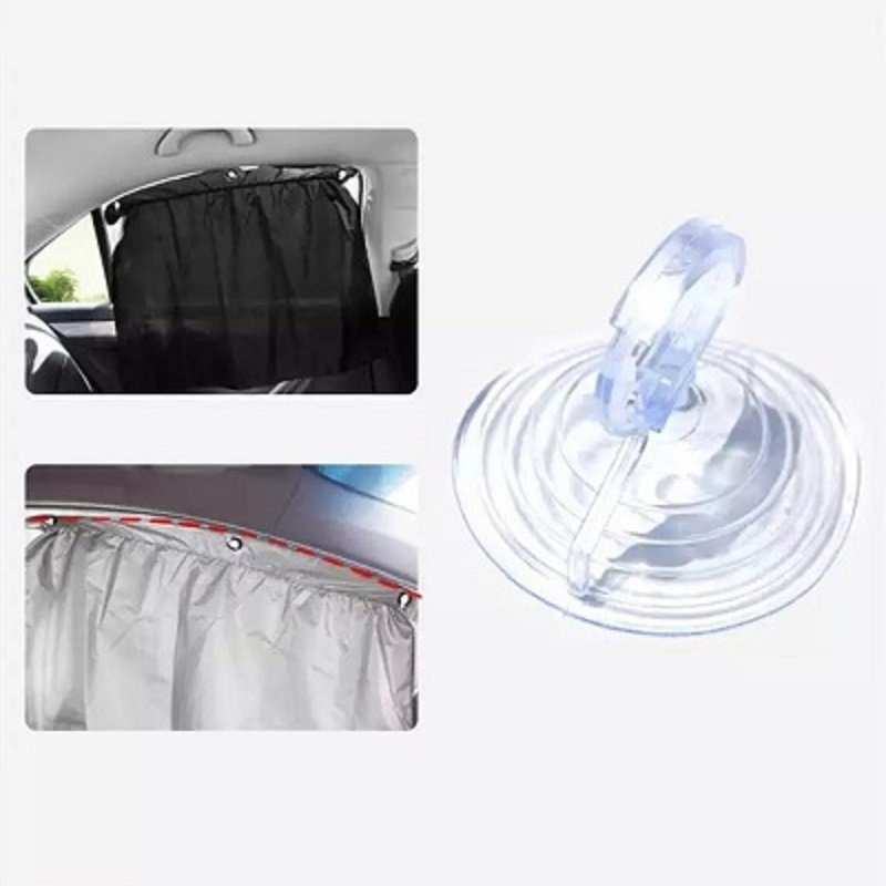 2 PCS Set Sucker Fixing Car Sunshade Curtain Silver Coating Cloth