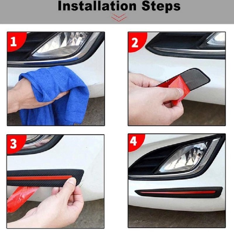 2Pcs Car Universal Front Rear Carbon Fiber Bumper air guard