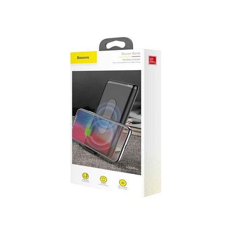 Baseus BS-10 Quick Charge Wireless Powerbank Dual Coil Design And Digital Display