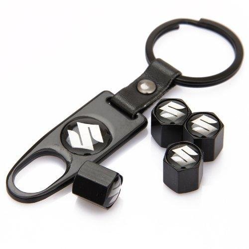 4X Suzuki Logo Car Wheel Tyre Valves Dust Stems Air Caps + Keychain