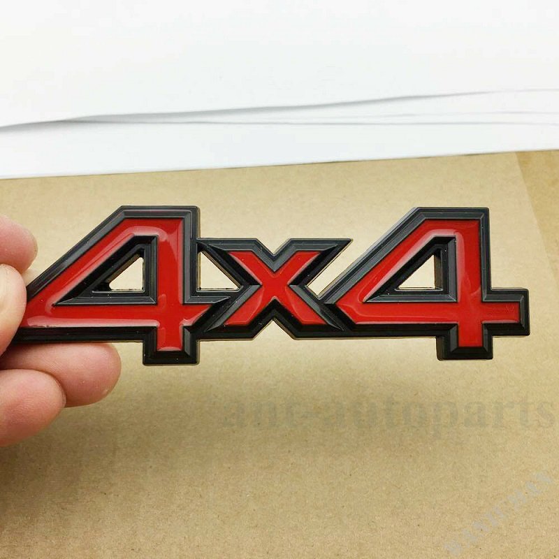 4x4 Chrome Metal Logo Car Rear Trunk Decals Sticker Red