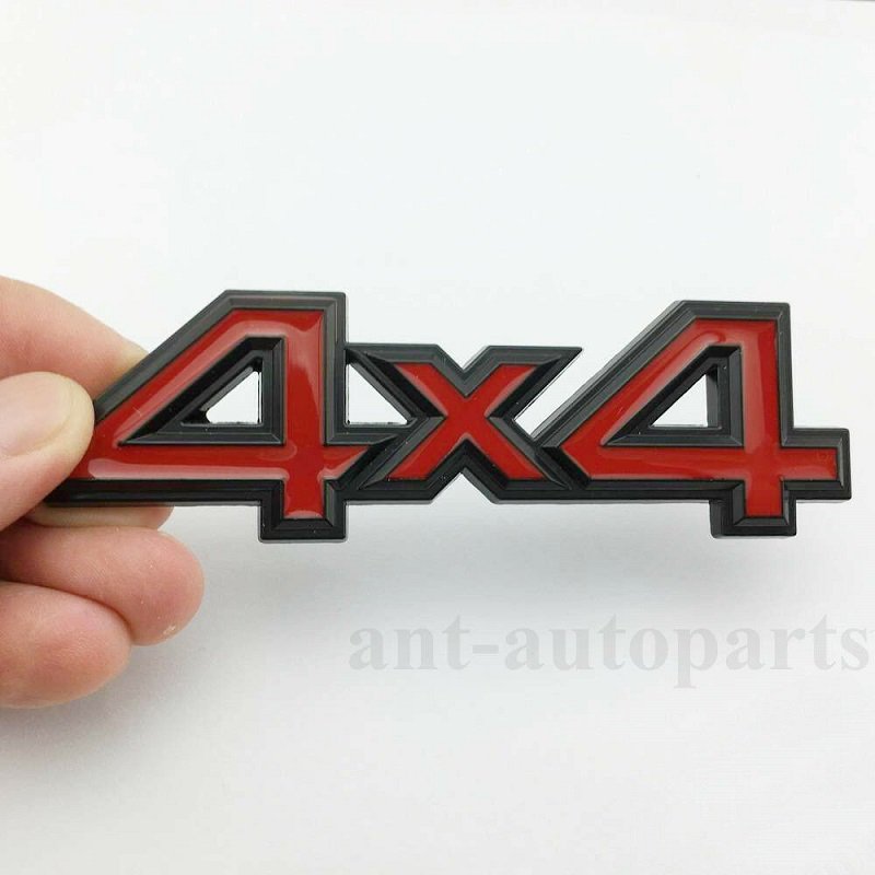 4x4 Chrome Metal Logo Car Rear Trunk Decals Sticker Red