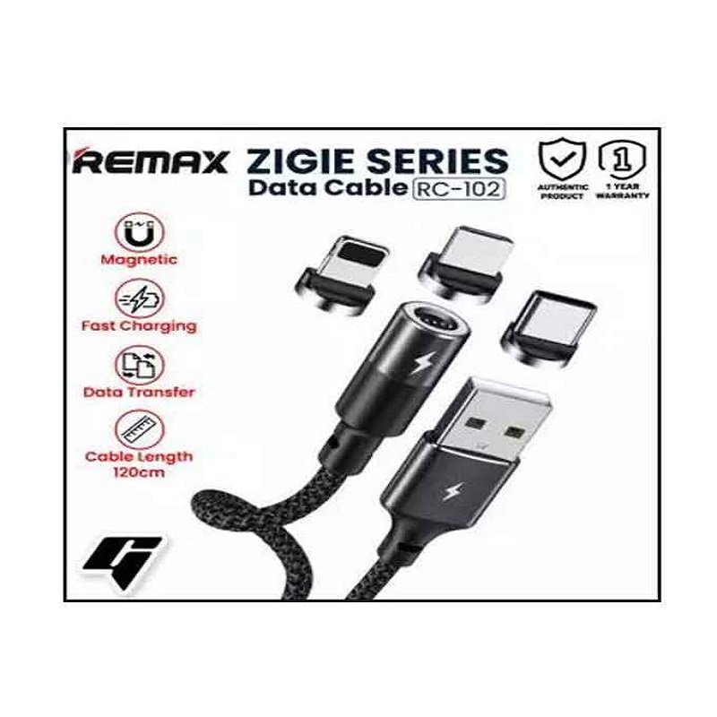 Remax RC-102a Zigie Series Magnetic Type-C Data Cable - Black