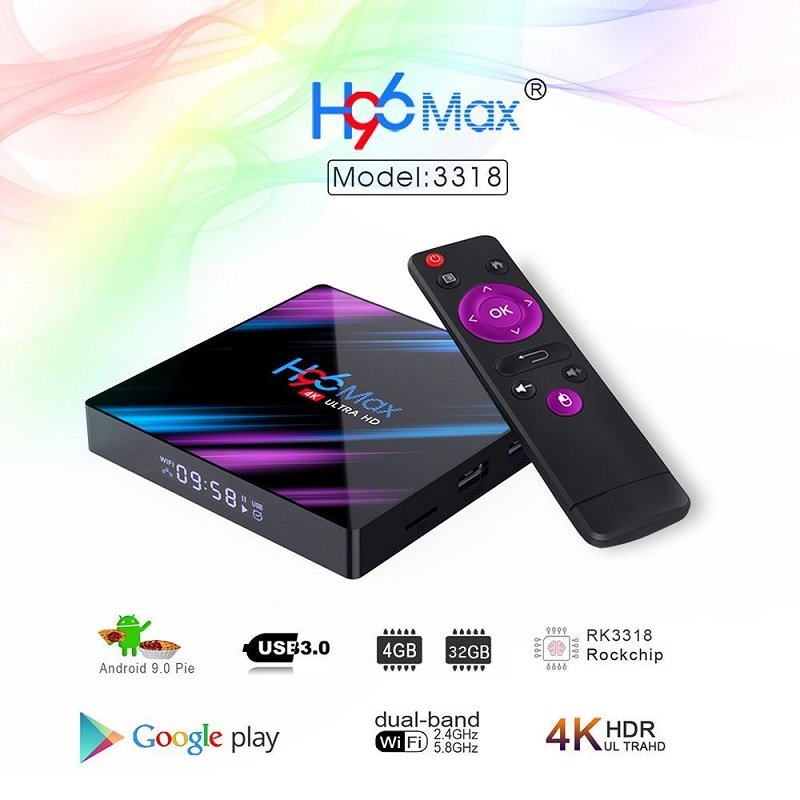 H96 Max 4GB+32GB OS 9.0 4K Resolution Smart Android Tv Box