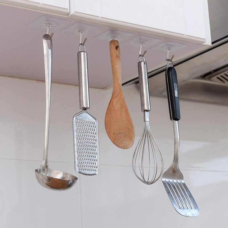 6PC Transparent 10x Super Strong Self Adhesive Wall Hooks Door Wall Hangers