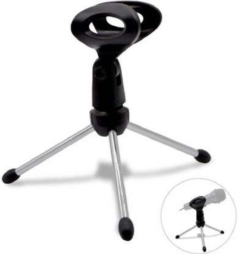F1 Metal Tripod Desktop Desk Mic Microphone Clip Holder Stand