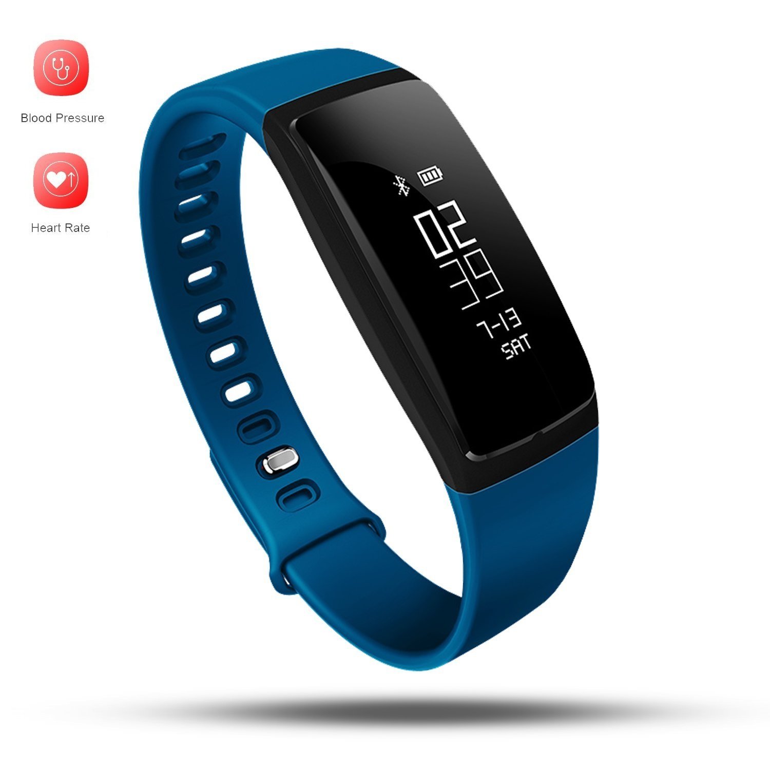 SPORTS BLOOD PRESSURE HEART RATE MONITOR V07S HEALTH BAND (Blue)